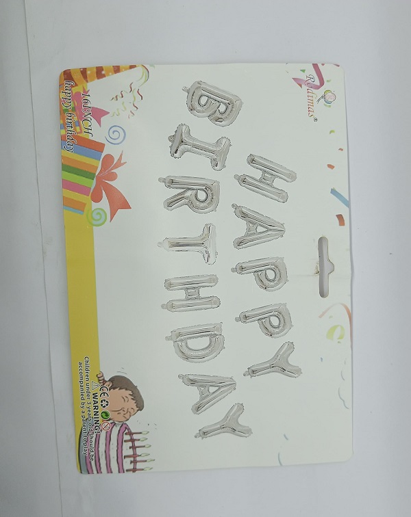 Foil Happy Birthday Silver Colour